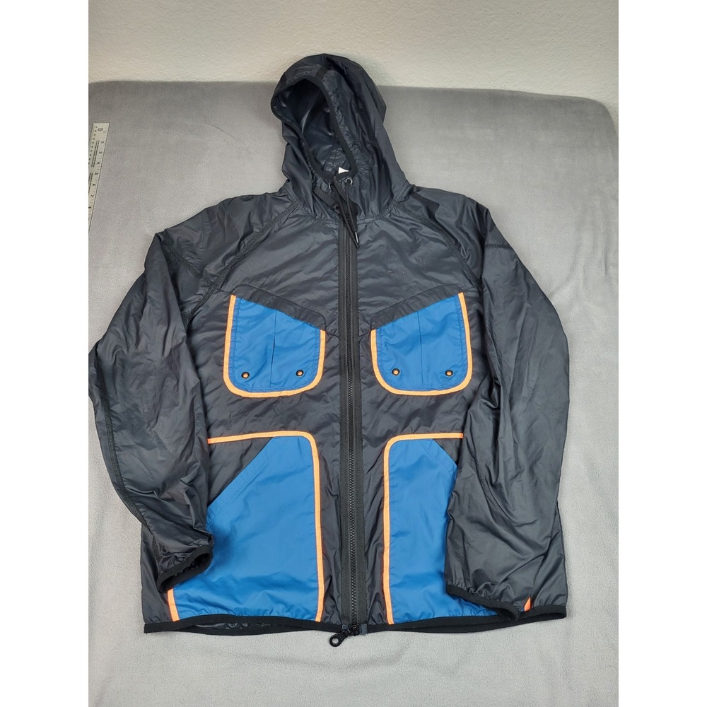Vintage Nike International Jacket Men Medium Black Full Zip Colorful Windbreaker